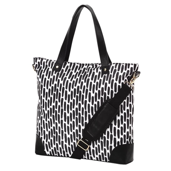 VIV&LOU Shoulder Tote Bag Faux Leather Trim Blank, Carolina Night