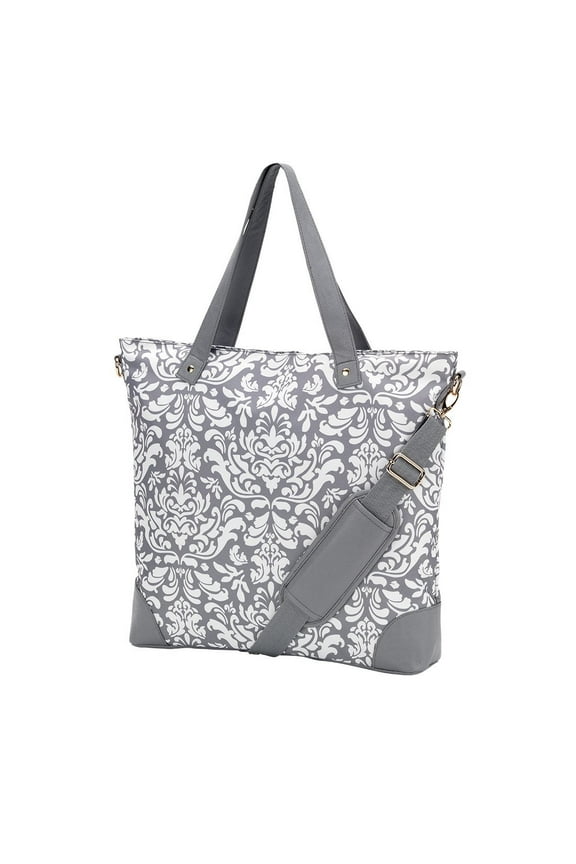 VIV&LOU Shoulder Tote Bag Faux Leather Trim Blank, Ella Gray Parisian Print