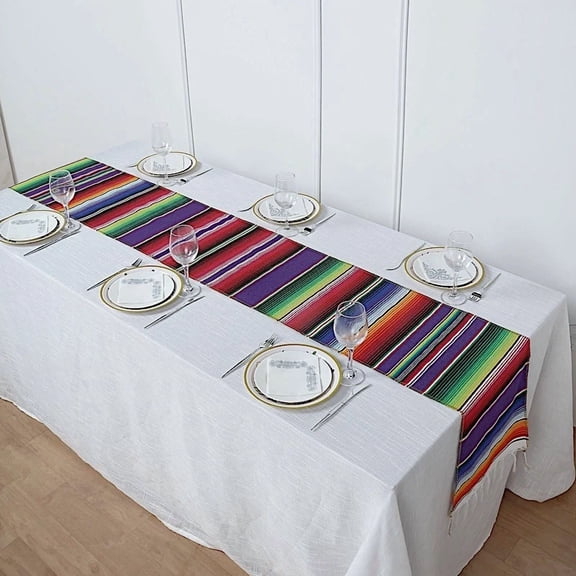 VIVA - 14X108" Assorted Mexican Table Runner Tassels Fiesta Party Events Decoration