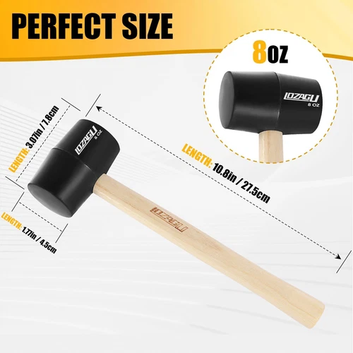 VIVA - 2-Pack Rubber Mallet Hammer Set, 8Oz & 25Mm Small Rubber Mallet Hammer Tool, ...