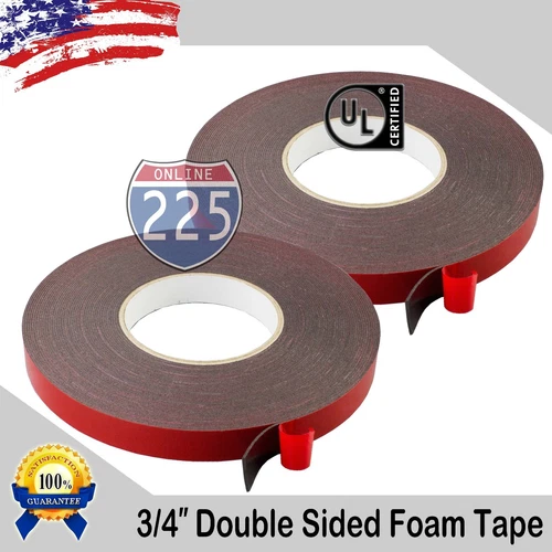 VIVA - 2X 3/4" Wide Double Sided Acrylic Foam High Strength Adhesive Tape 60 Foot Roll
