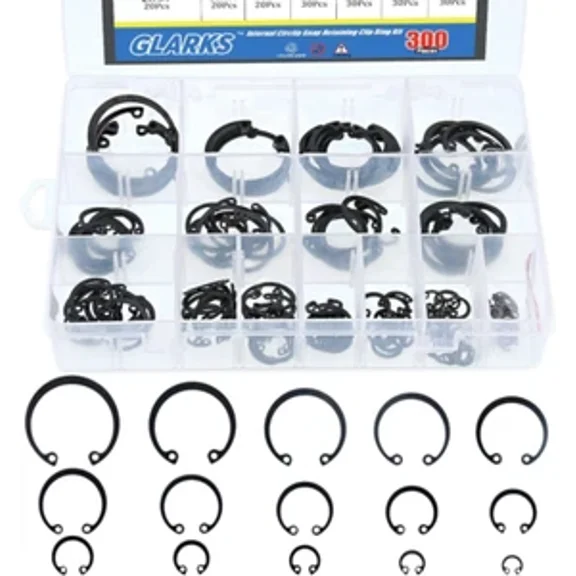 VIVA - 300Pcs 15 Size Metric Internal Circlips Snap Retaining Ring Assortment Kit, B...