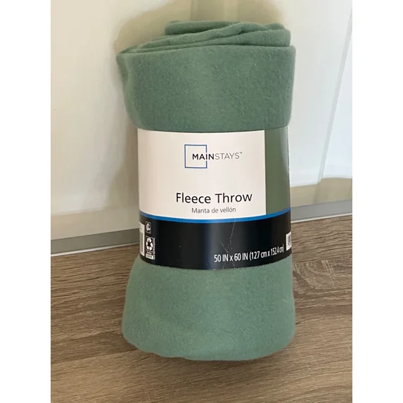 VIVA - Brand New Sage Green Fleece Throw Blanket 50" X 60" Solid Color Super Soft!