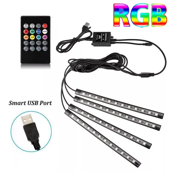 VIVA - Car Interior Atmosphere Wire Auto Strip Light Led Decor Lamp Accessories 4Pc