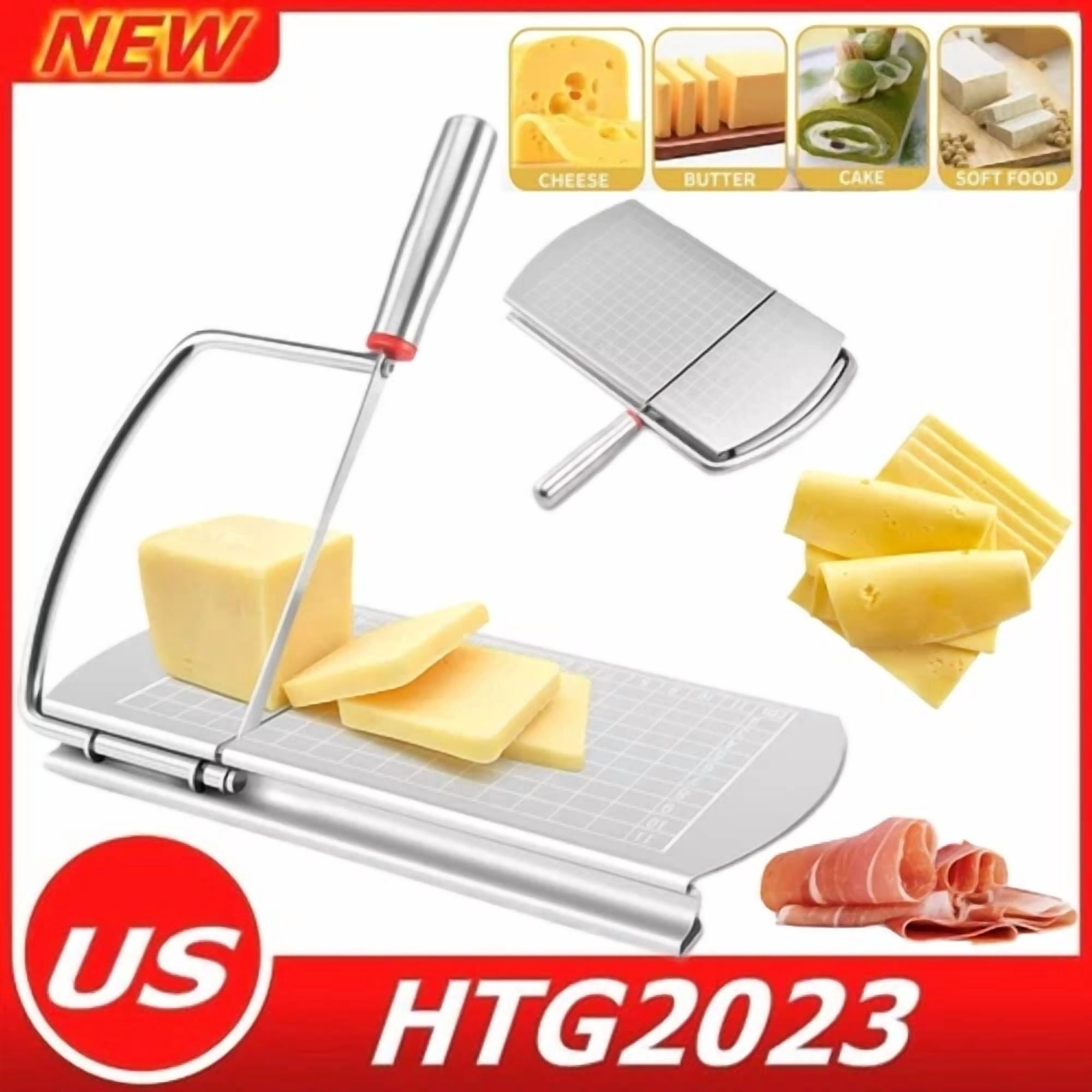 VIVA - Cheese Slicer Cutter Board Stainless Steel Wire Cutting Hand Tool W/Size Scale