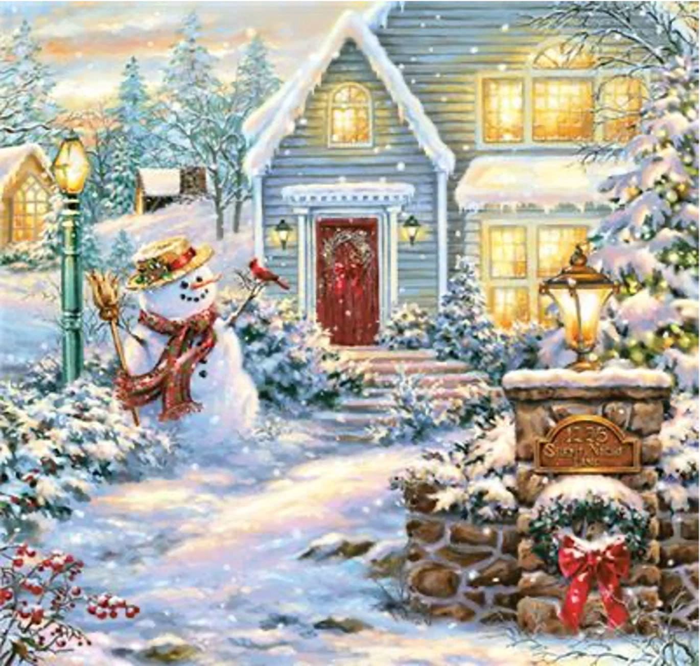 VIVA - Christmas Evening With Snowman 40Pcs Paper Napkins For Decoupage, Decorative
