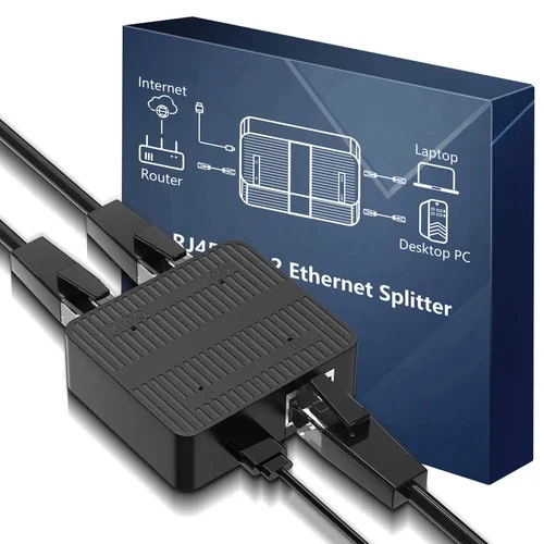 VIVA - Gigabit Ethernet Splitter 1 To 2 Devices Simultaneously Networking 1000Mbps High