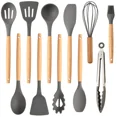 thumbnail image 1 of VIVA - Gray 12Pcs Non-Stick Silicon Heat Resistant Wood Handle Kitchen Cookware Set, 1 of 2