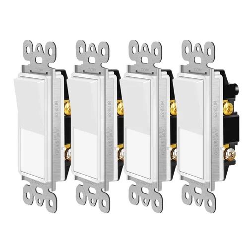 VIVA - Home Commercial 3-Way Paddle Rocker Light Switch Interrupter 120/277V 15A, 4Pack