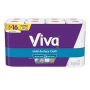 VIVA Multi-Surface Cloth Choose-A-Sheet Kitchen Paper Towels, White, 8 Double Rolls 110 sheets per roll