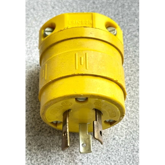 VIVA - New Ericson 2310-P 125V 20A Locking Blade Plug Nema L5-20 Perma-Link Yellow