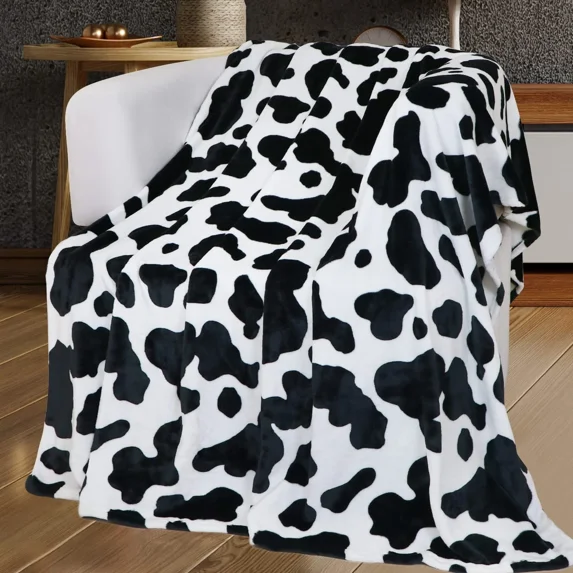 VIVA - Round Cow Print Blanket Throws Lightweight Fleece Soft Cozy Throw Blanket Fuzzy