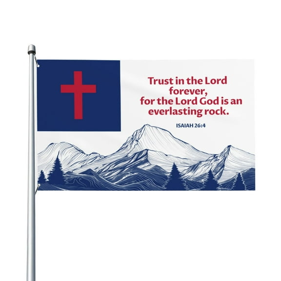 VIVACITE Christian Flag 3x5 Garden Decor Outdoor Patio Decor Front Porch Decorations Outdoor Art Prayer Flags Outdoor Yard Decor Religious Faith Christian Gifts with Bible Verse ISAIAH 26:4