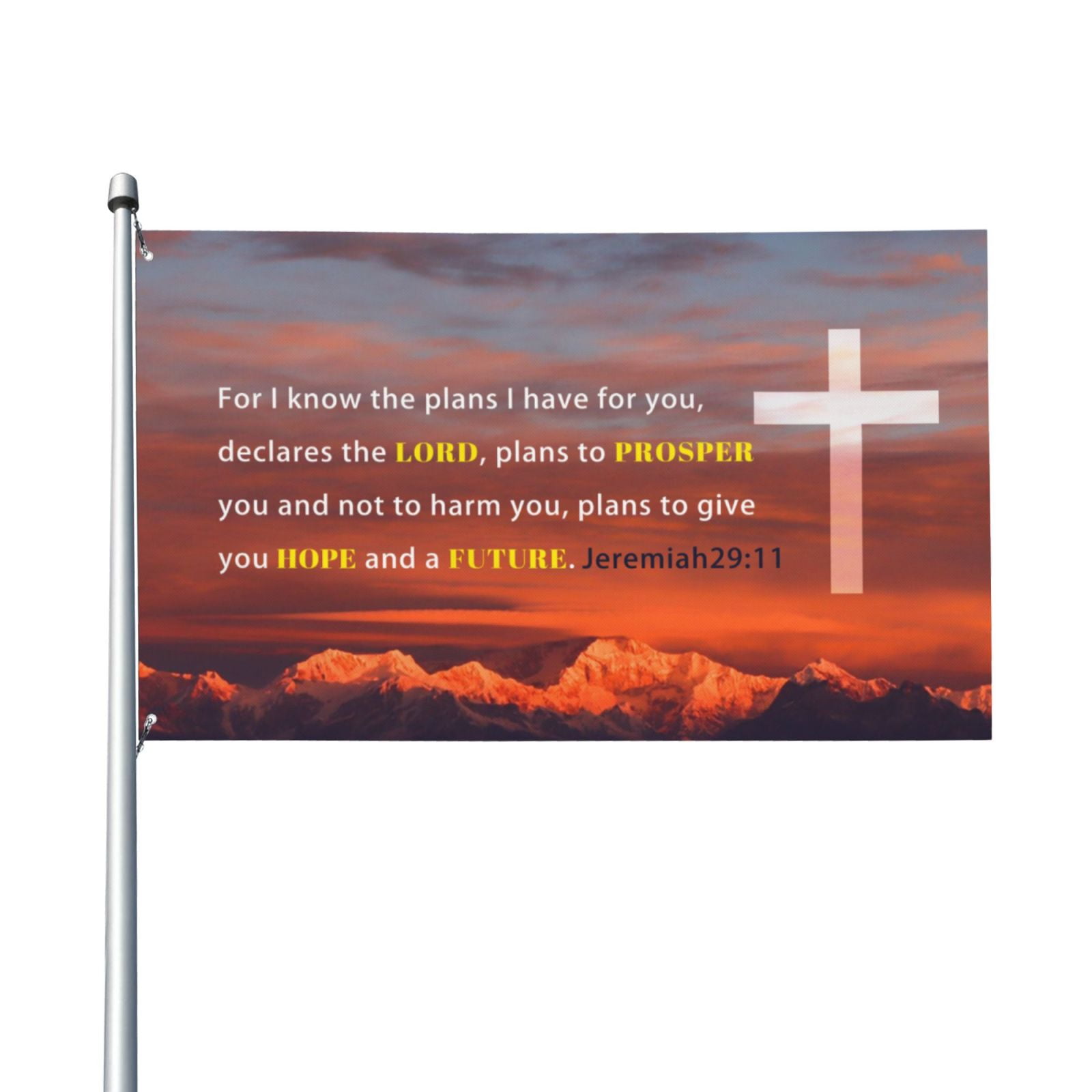VIVACITE Christian Flag 3x5 YPF5&nbsp;Garden Outdoor Patio Front Porch Decorations Outdoor Art Prayer Flags Outdoor Yard Religious Faith Christian Gifts with Bible Verse JEREMIAH 29:11