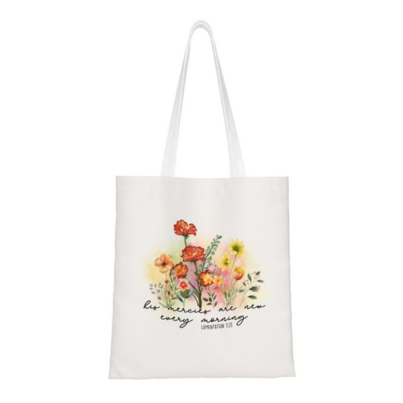 VIVACITE Christian Tote Bags for Women Vintage Canvas Tote Bag for Women Bible Tote Bags for Women Christian Gifts for Women Faith Bible Bag Church Bags for Women with Bible Verse Lamentation 3:23