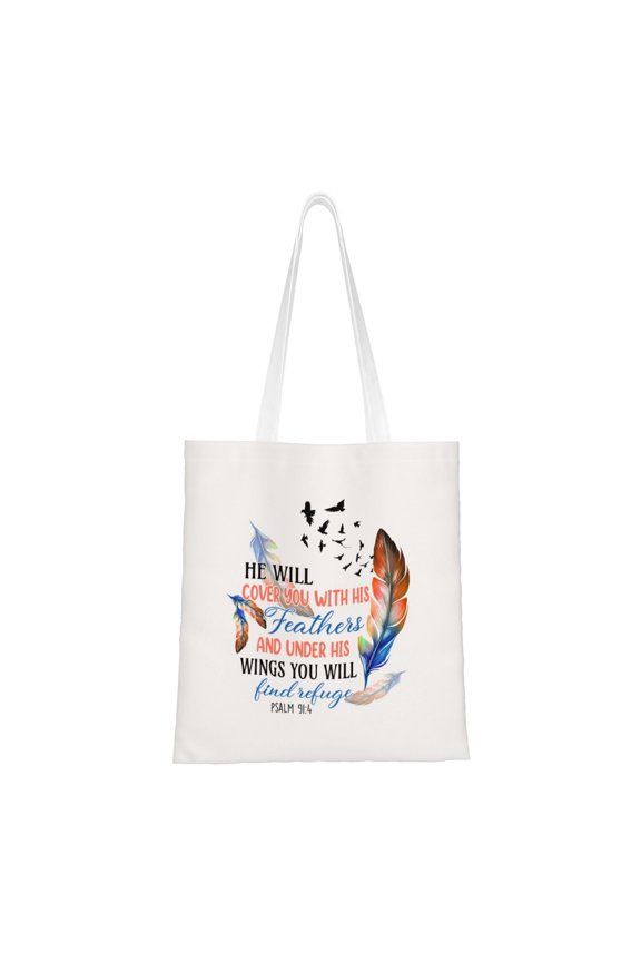 Christian Tote Bags for Women Vintage Canvas Tote Bag for Women Bible Tote Bags for Women Christian Gifts for Women Faith Bible Carrier Church Bags for Women with Bible Verse Psalm 91:4