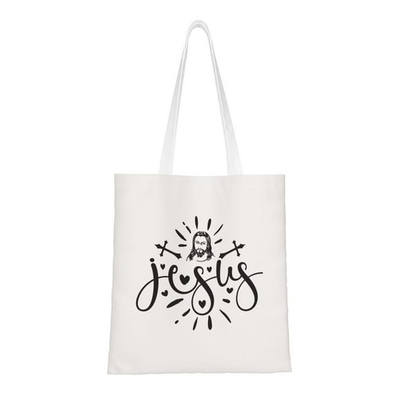 VIVACITE Christian Tote Bags for Women Vintage Canvas Tote Bag for Women Bible Tote Bags for Women Christian Gifts for Women Faith Bible Carrier Church Bags for Women with Jesus Art 4