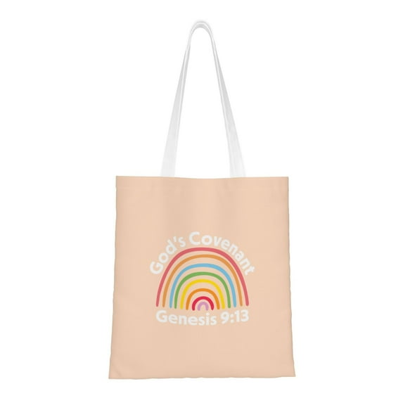 VIVACITE Christian Tote Bags for Women Vintage Canvas Tote Bag for Women Bible Tote Bags for Women Christian Gifts for Women Faith Church Bags for Women Bible Carrier with Bible Verse Genesis 9:13