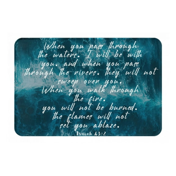 VIVACITE Prayer Mat Christian Gifts for Women Men Faith Religious Spiritual Gifts for Women Prayer Rug with Bible Verse Christian Decor Area Rug for Pray and Meditaion Scripture Isaiah 43:2, 24"X16"