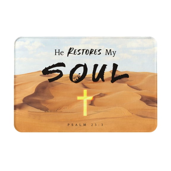 VIVACITE Prayer Mat Christian Gifts for Women Men Faith Religious Spiritual Gifts for Women Prayer Rug with Bible Verse Christian Decor Area Rug for Pray and Meditaion Scripture Psalm 23:3, 24"X16"