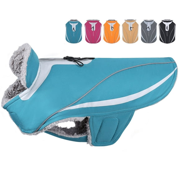 VIVAGLORY Dog Coat, Dog Jacket for Winter & Cold Weather, Fleece Vest with Velcro Fastening & Leash Hole, Warm Fleece Lined Water Resistant Reflective For Puppy, XS, Turquoise