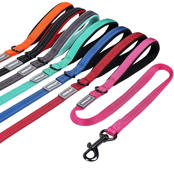 VIVAGLORY Dog Leash with Padded Handle, Reflective Nylon Lead, Small, Pink, 3 ft