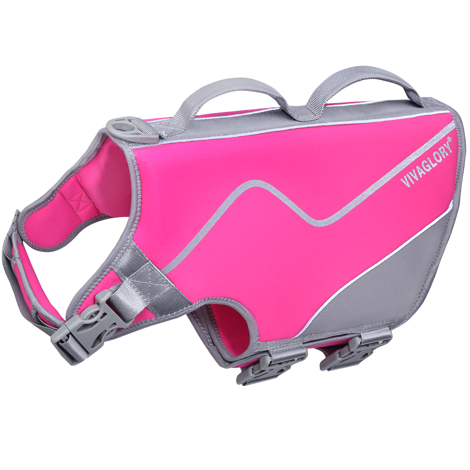 VIVAGLORY Dog Life Jacket Neoprene Vest for Swimming, Sports Style, Pink, XLarge