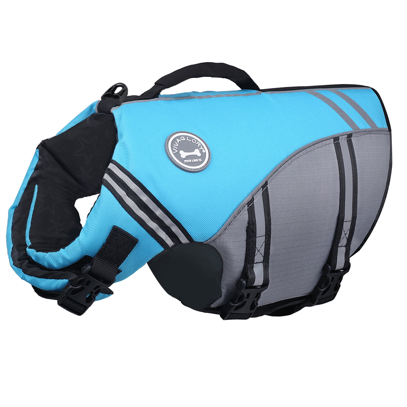 VIVAGLORY Dog Life Jacket Vest for Swimming, Sports Style, Blue, Large