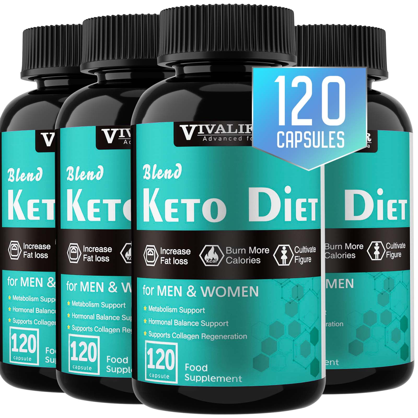 VIVALIFER Keto Pills, 4 Pack Appetite Suppressant for Weight Loss, Fat