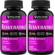 VIVALIFER Resveratrol 500mg, 2 Pack Promotes Anti-Aging and Promotes Immune, Cardiovascular Support and Joint Support, Total 240 Capsules