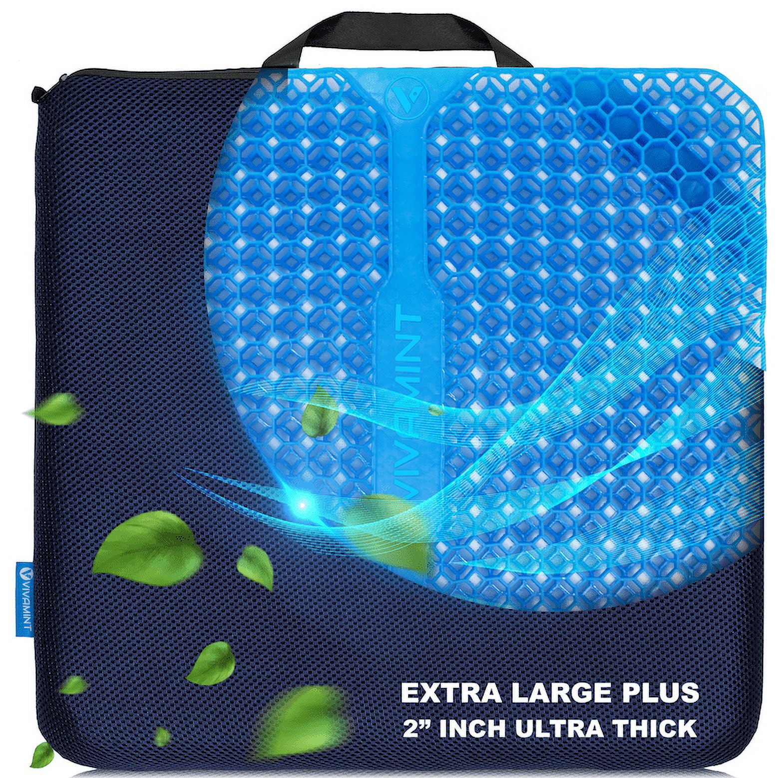 VIVAMINT Gel Seat Cushion  for Long Sitting-  Extra Large, Ultra Thick, Seat Pad for Office Chair Cushion - Cushion Ties