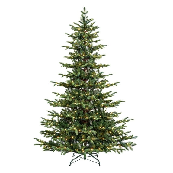 VIVATREES 6ft Pre-lit Artificial Christmas Tree with 330 Warm White LED Lights 797 PVC PE Branch Tips and Foldable Base Green Xmas Tree