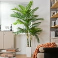thumbnail image 1 of VIVATREES 7FT Golden Cane Palm Tree Artificial Indoor Plant with White Planter, Faux Palm Tree with Natural Wood Trunk and Lifelike Tropical Leaves, Maintenance-Free Decorative Plant for Home Office, 1 of 9