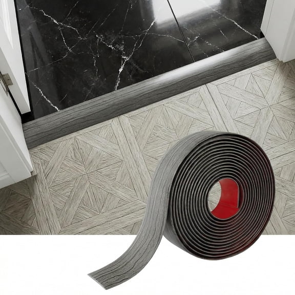 VIVDCOZYTILE Floor Transition Strip Self Adhesive 1.4" Wide PVC Trim for Door Thresholds Carpet to Tile Edge Reducer, 3.3FT, Dark Black