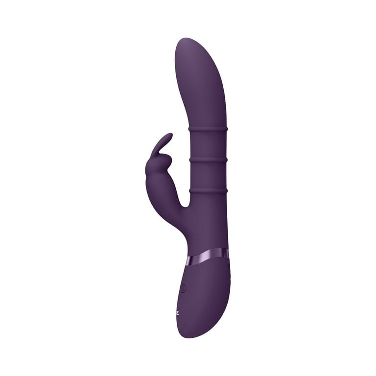 VIVE SORA Rechargeable Silicone G-Spot Rabbit Vibrator with Up & Down  Stimulating Rings Purple