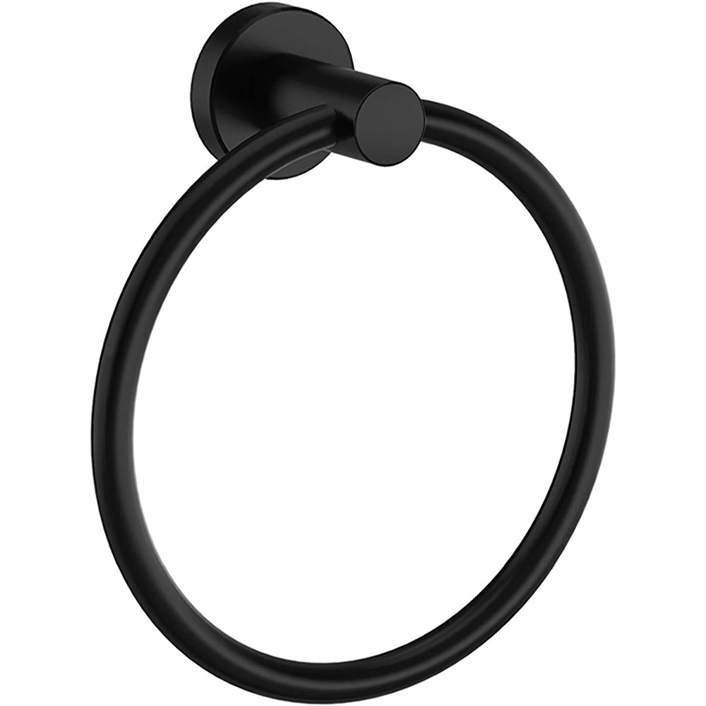 VIVEFOX Black Towel Ring, Hand Towel Ring for Bathroom Modern Round