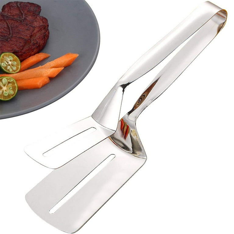 VIVEFOX Cooking Spatula Tong, Stainless Steel Cooking Shovel Clip Kitchen  Food Clamp, Cooking Tongs, Fish Gripper for Burgers BBQ Bread 