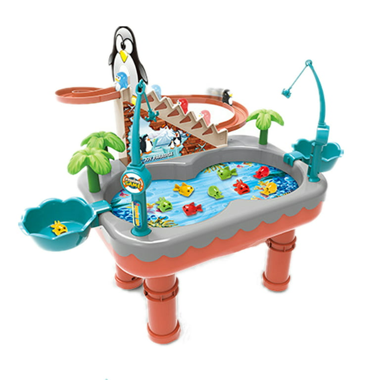 VIVEFOX Fishing Toys, Fishing Game Toys with Slideway, Electronic Toy Fishing  Set with Magnetic Pond, 9 Fish, 3 Penguin, 2 Toy Fishing Poles, Learning  Educational Toys with Music for Kids Toddlers 