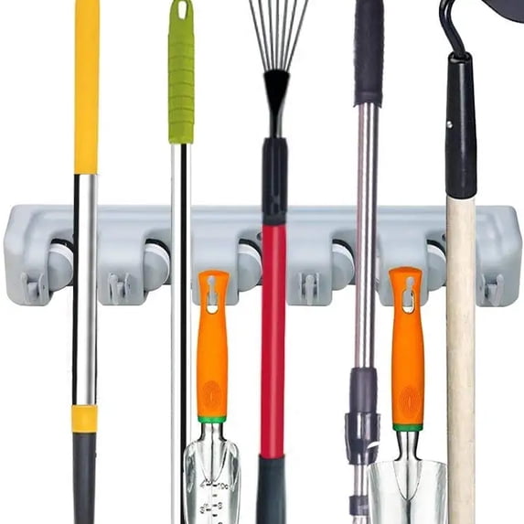 VIVEFOX Mop and Broom Holder Wall Mount, Heavy Duty Broom Holder, Wall Mounted Tool Organizer