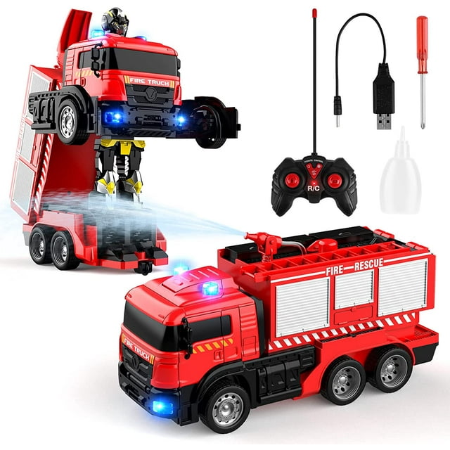 VIVEFOX Remote Control Fire Truck for Kids with Spray Water Pump, One