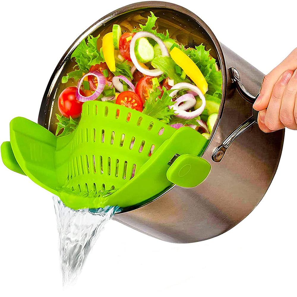 VIVEFOX Silicone Food Strainer, Mesh Strainers, Heat Resistant ClipOn