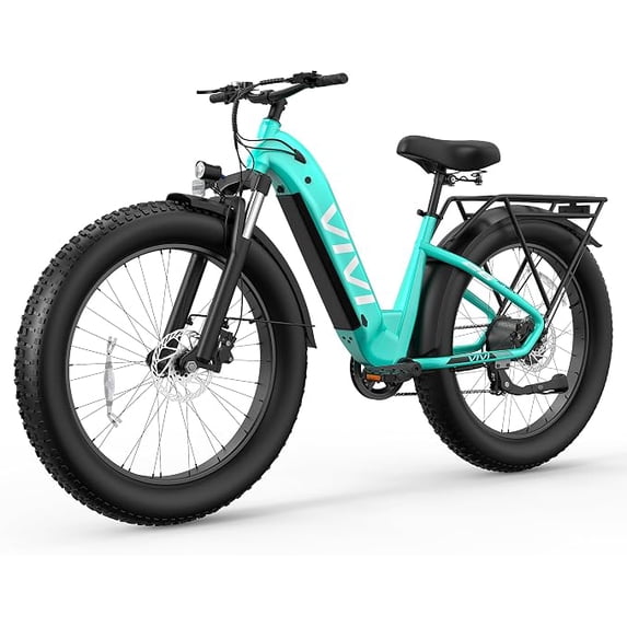 VIVI 26" x 4.0 Fat Tire Electric Bike for Adults, 750W Electric Mountain Bicycle with 48V 15Ah Removable Battery, 7-Speed,Front Suspension,Step Through E Bike UL2849 Certified