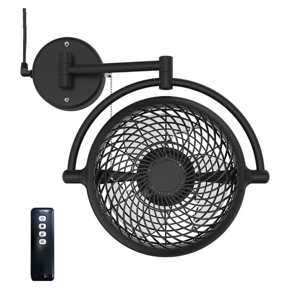 VIVI-DC 10 In. Wall Mount Swivel fan with Folding Arm (Black)