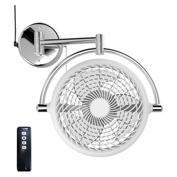 VIVI-DC 10 In. Wall Mount Swivel fan with Folding Arm (White)