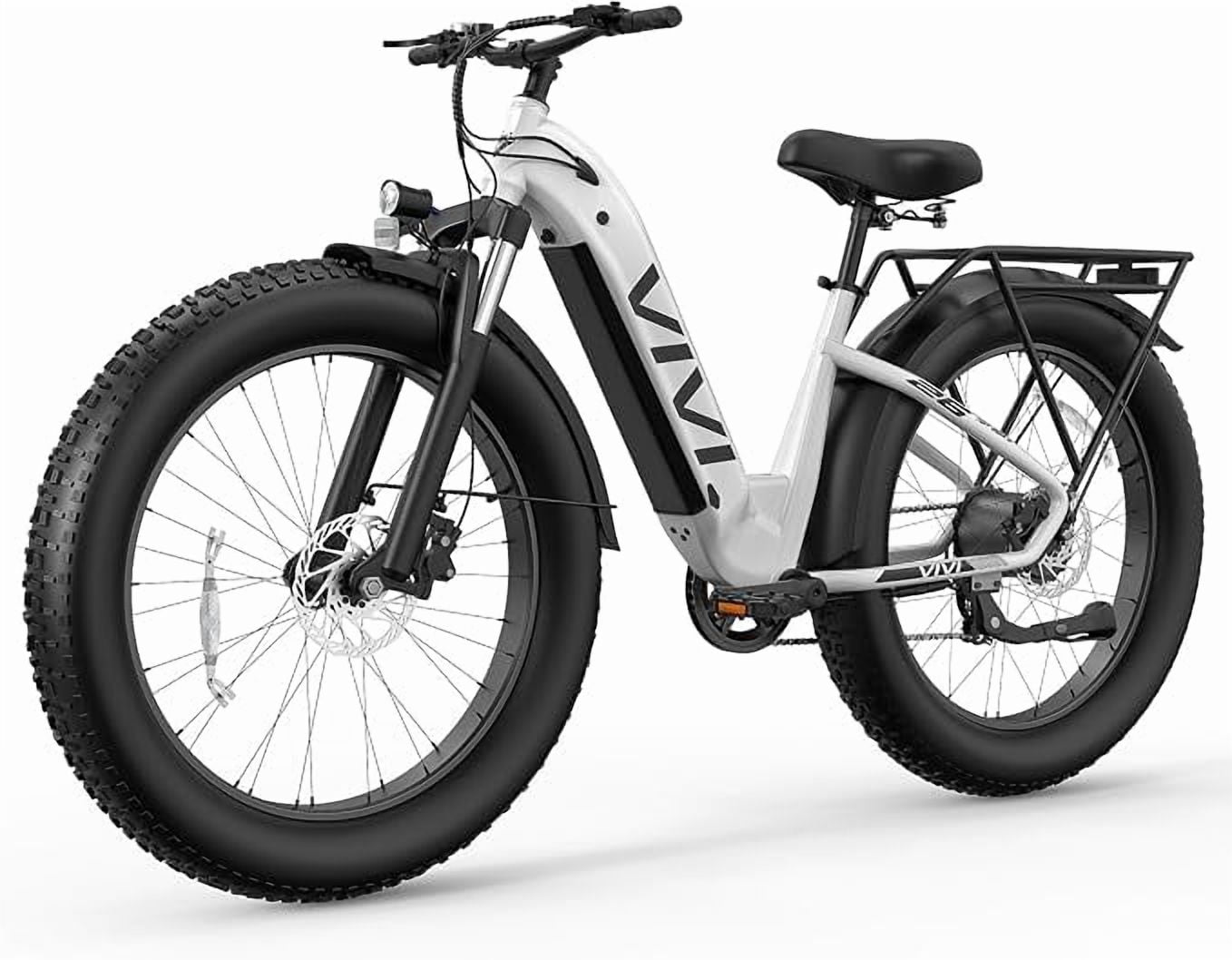 VIVI 26" x 4.0 Fat Tire Electric Bike for Adults, 750W Electric Mountain Bicycle with 48V 15Ah Removable Battery, 7-Speed，Front Suspension，Step Through E Bike UL2849 Certified