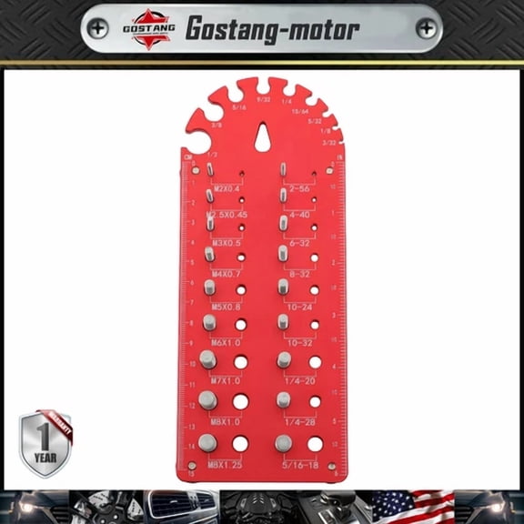 VIVIAN- 18 3/32 To 1/2 Inch Nut And Bolt Thread Checker With Red Drill Bit Size Feature