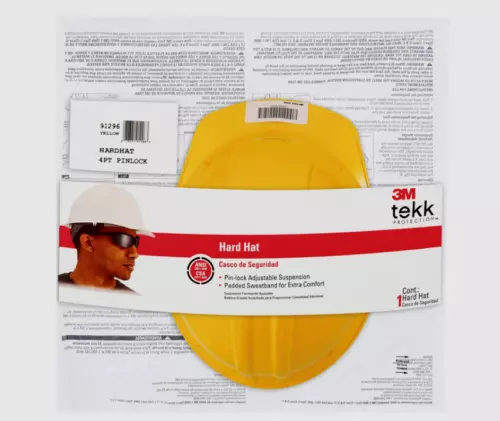 VIVIAN- 3M Tekk Polyethylene Yellow Hard Hat Impact Resistant Adjustable Extra Comfort
