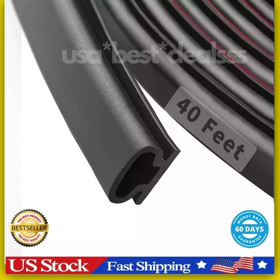 FABLE- 40 Feet Rubber Weather Stripping Door Seal Strip, Self-Adhesive Backing D-Shape