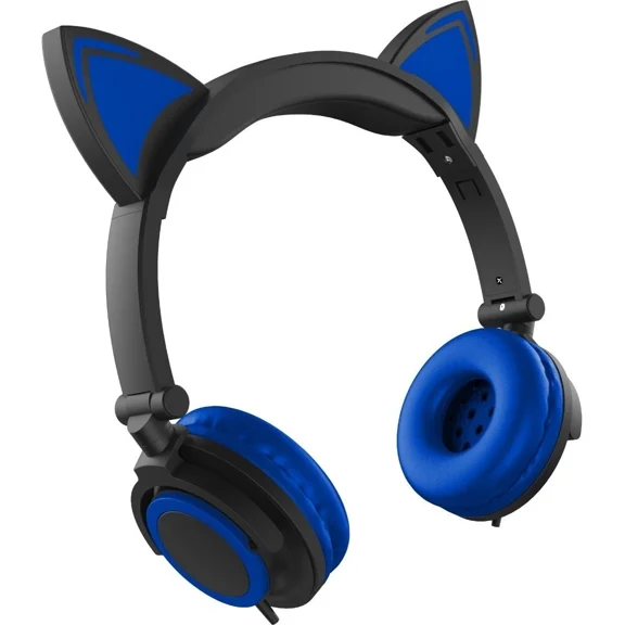 VIVIAN- Hype Cat Ears Led Headphones With Mic Inline Gaming Microphone Flashing Ears