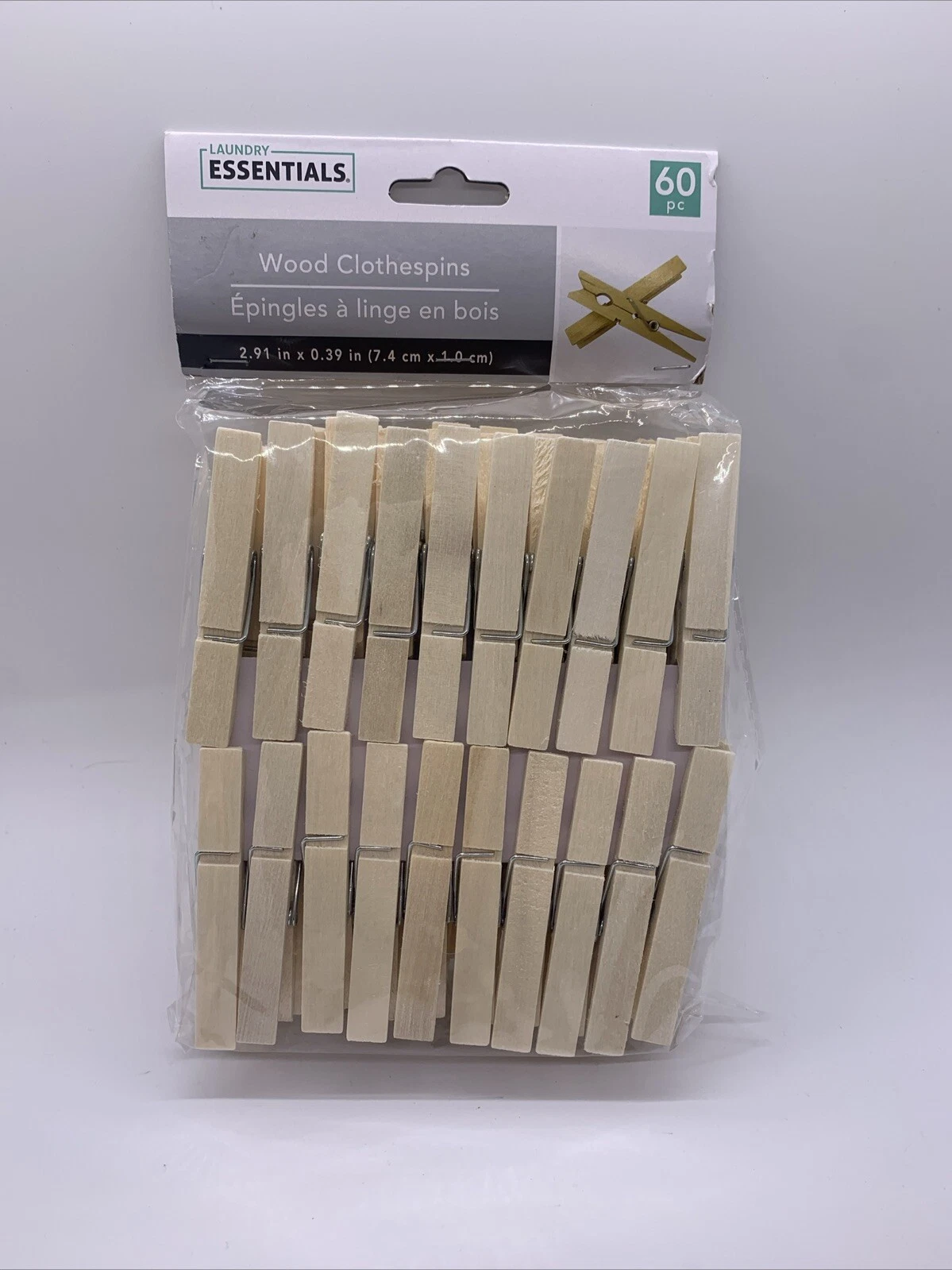 VIVIAN- Laundry Essentials 60 Piece Wood Clothes Pins - Walmart.com